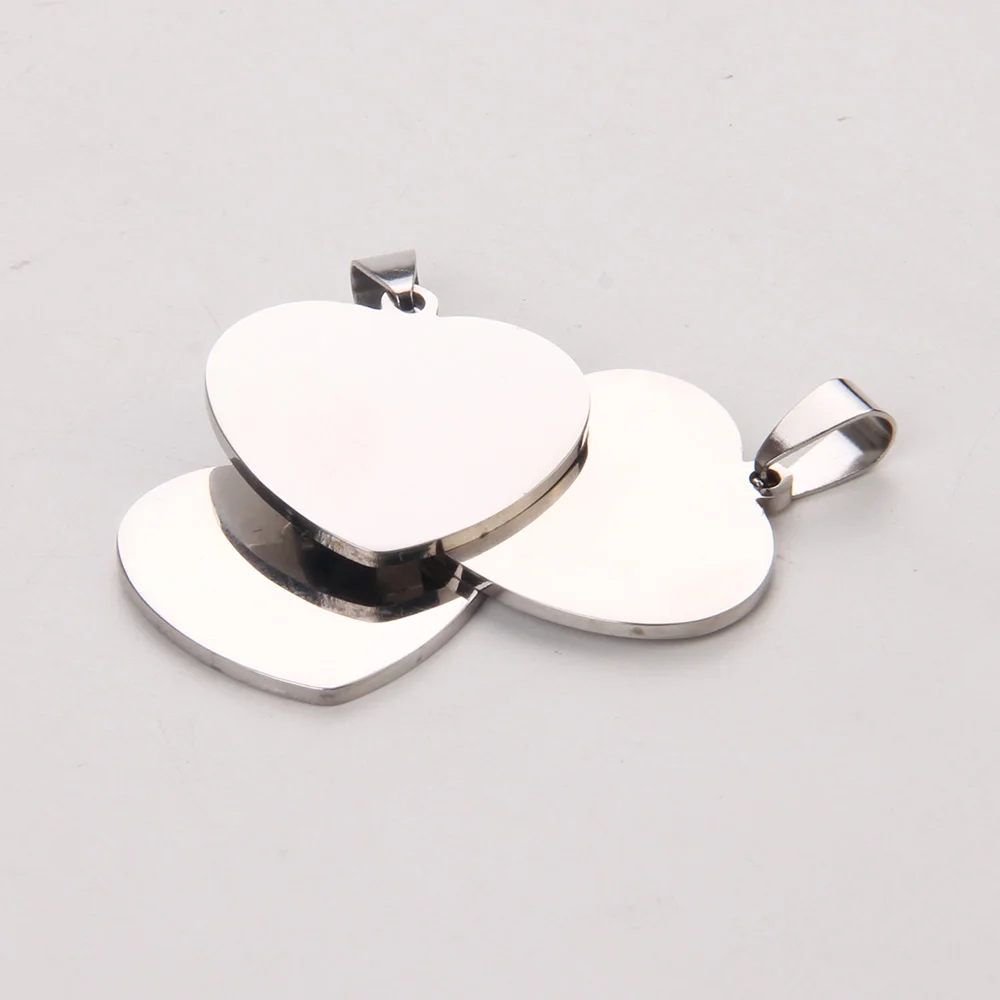 1000pcs/lot  Stainless Steel Heart Pet Dog tag Charm Pendant Blanks Engraving Necklace Women Jewelry