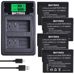 Batterie 4X DMW-BLC12 BLC12 DMW-BLC12E DMW-BLC12PP + LCD, double chargeur pour Panasonic Lumix DMC-G85,FZ200,FZ1000,G5,G6,G7,GH2,GX8