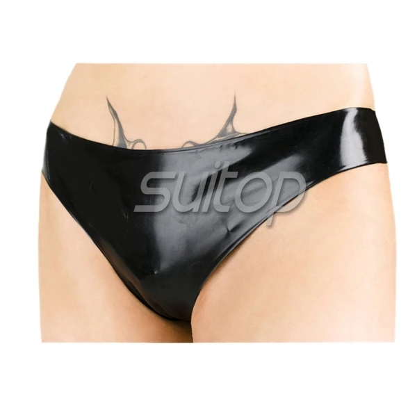 

Suitop rubber underwear women latex briefs black color