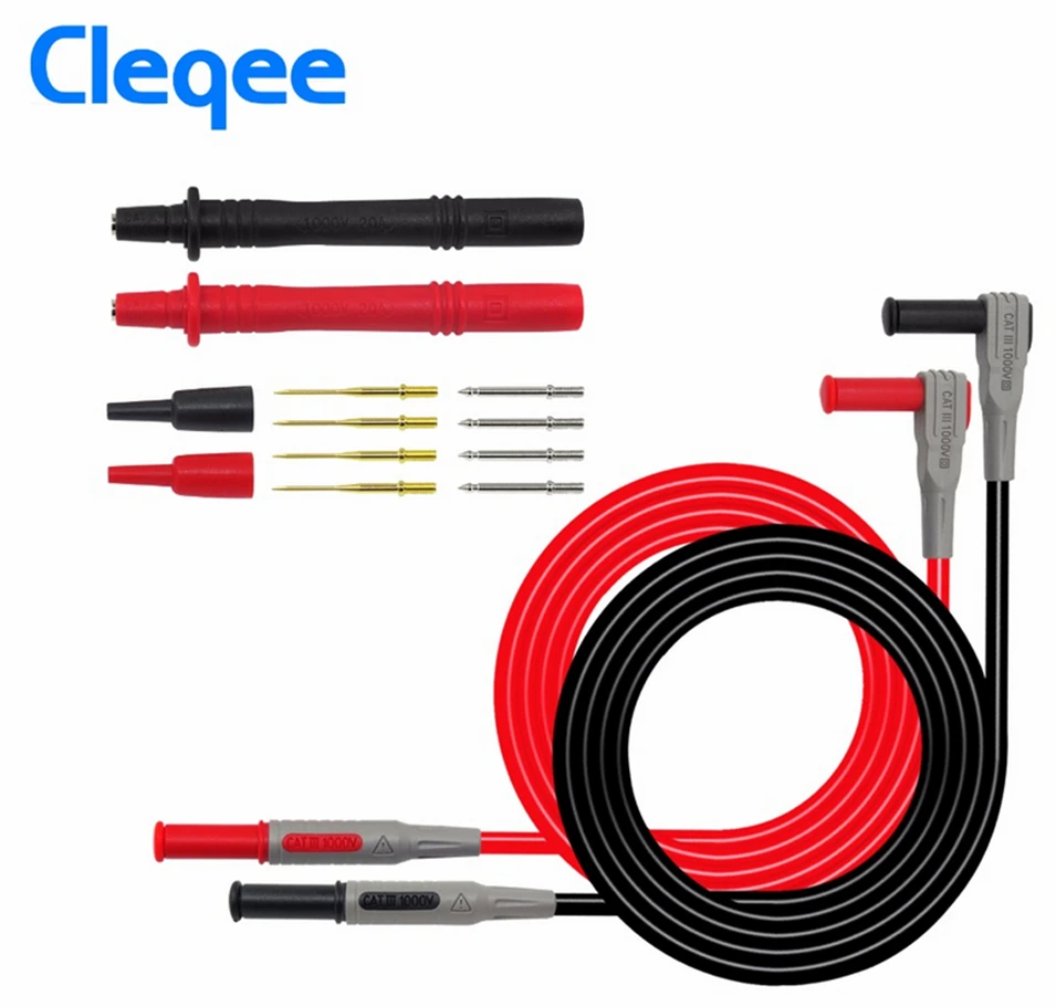 Sonde Cleqee P1300A per multimetro kit di puntali per Test sonda multimetro dorato sostituibile sonda a Banana da 4mm