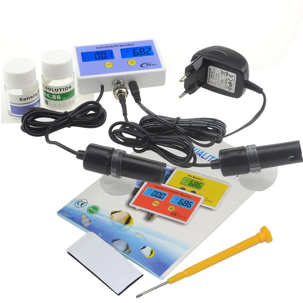 

PH-2771 2 in1 Digital Salinity & PH Meter Monitor for Aquarium Seawater Salt Tester