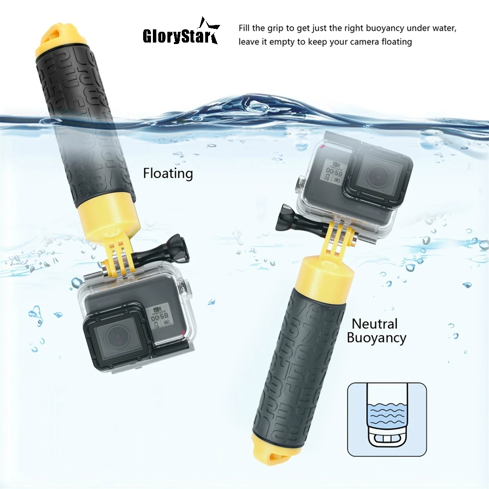 Wateproof Neutral Buoyancy Floating Hand Grip Handle Float Pole w/ Mini Tripod for GoPro Hero 6 5 4 3+ Session for SJCAM