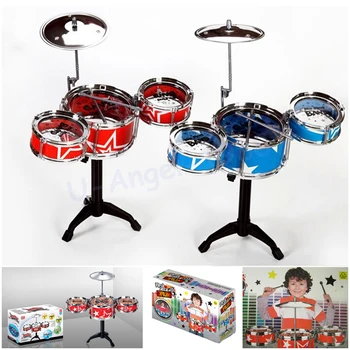 Gift idea kids toys drum set boys girls play music develop intelligence blue and red for choose + free shipping