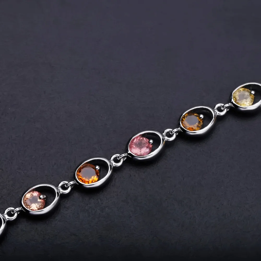 Gem's Ballet 925 Sterling Silver Gemstone Link Bracelet 4.38Ct Natural Tourmaline Bracelets & Bangles For Women Fine Jewelry