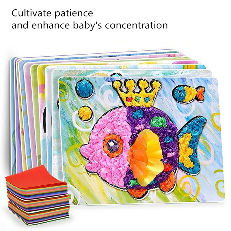 Kindergarten Children Handmade Material Package DIY Creative Paper Plate Rubbing Paper Painting and Paper Drawing Baby Toys A056