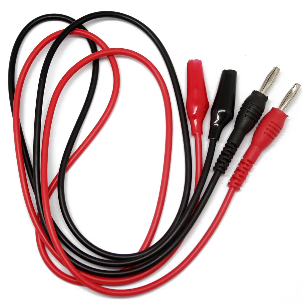 AideTek Banana plug to alligator clip test lead for multimeter R+B 80cm P1080