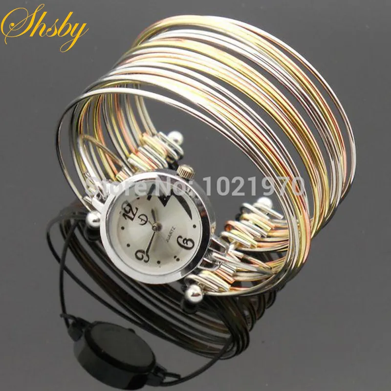 shsby new 2014 Bracelet Fashion Watch 3 tone Quartz women dress watches bracelet watch Stainless Steel Watch wholesale