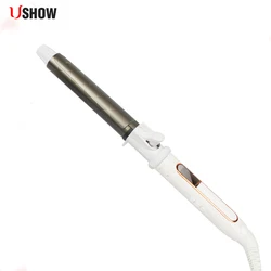 USHOW Professional Ceramic Hair Curler LED Digital Temperature Display Curling Iron Roller Curls Wand Waver Fashion Styling Tool