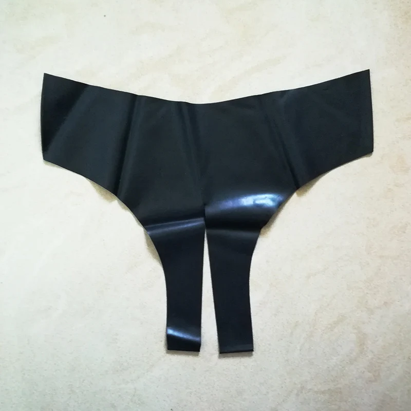 Cuecas de látex trajes cuecas fetiche shorts cosplay sem costura calças sexy aberto virilha