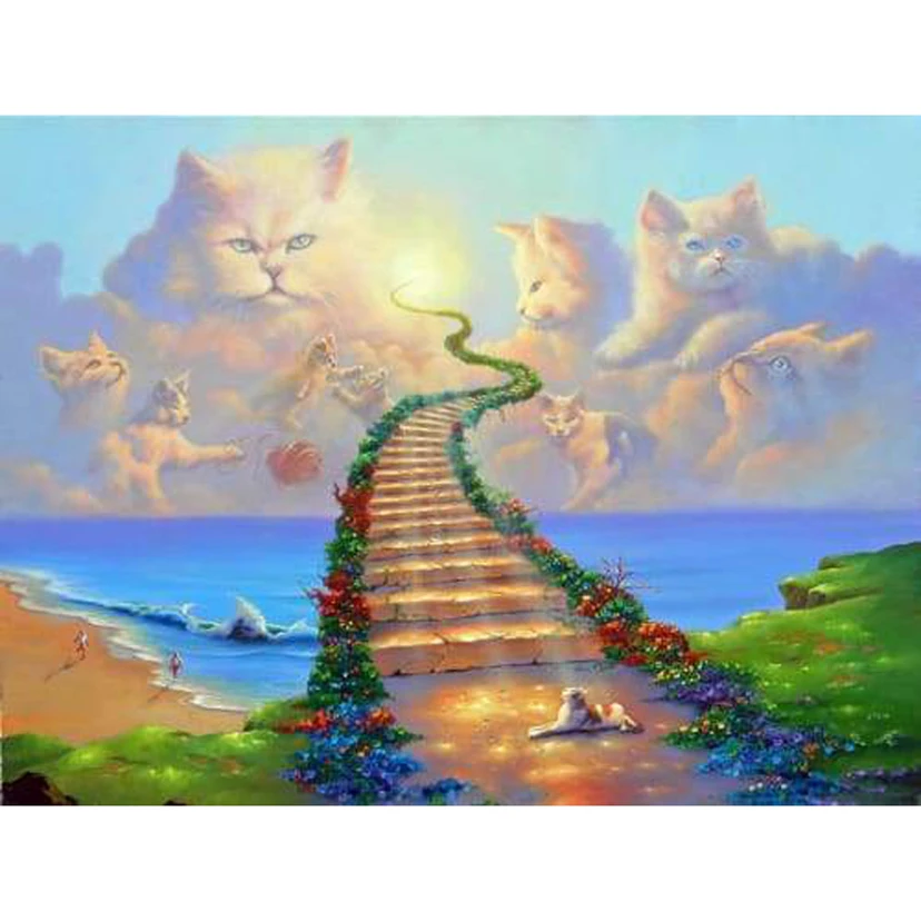 

Diamond Painting 5D Diamond Embroidery Diy Rhinestone Diamond mosaic Cats stair way To Heaven Art Wall Decor handcraft WG1003