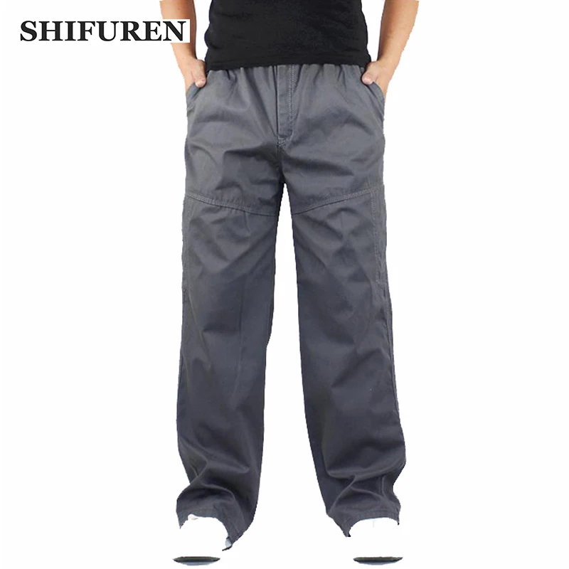 

SHIFUREN Plus Size XL-6XL Men Cargo Pants Multi Pocket Loose Military Overall Workwear Trousers Causal Mens Baggy Cargo Pants