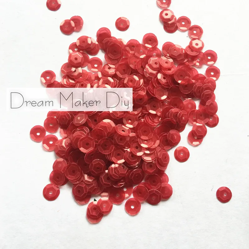 50g(3500pcs) 6mm Cup Matt Translucent Red round loose sequins Paillette sewing Wedding craft for decoration scrapbook