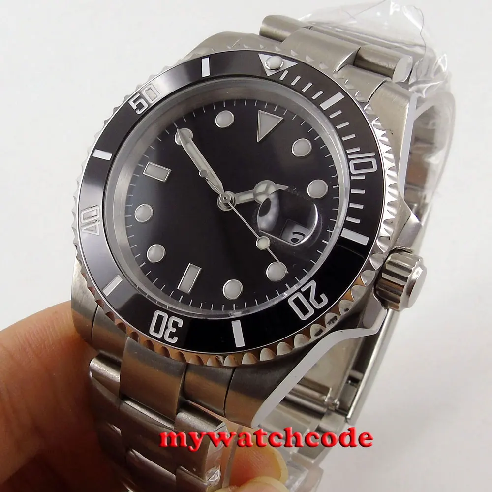 40mm Bliger Black Sterile Dial Sapphire Crystal Date Window NH35 MIYOTA 8215 PT5000 Automatic Men's Watch