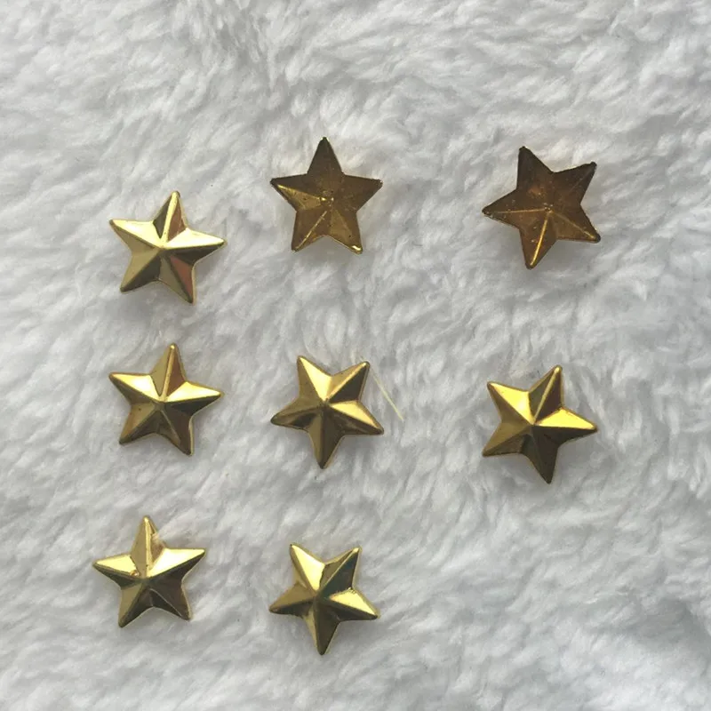 50pcs 10MM Golden Copper Hot Fix Star Shape Punk Studs Hotfix Iron on Nailheads Beads For Clothing/shoes/ bags DIY Accessories