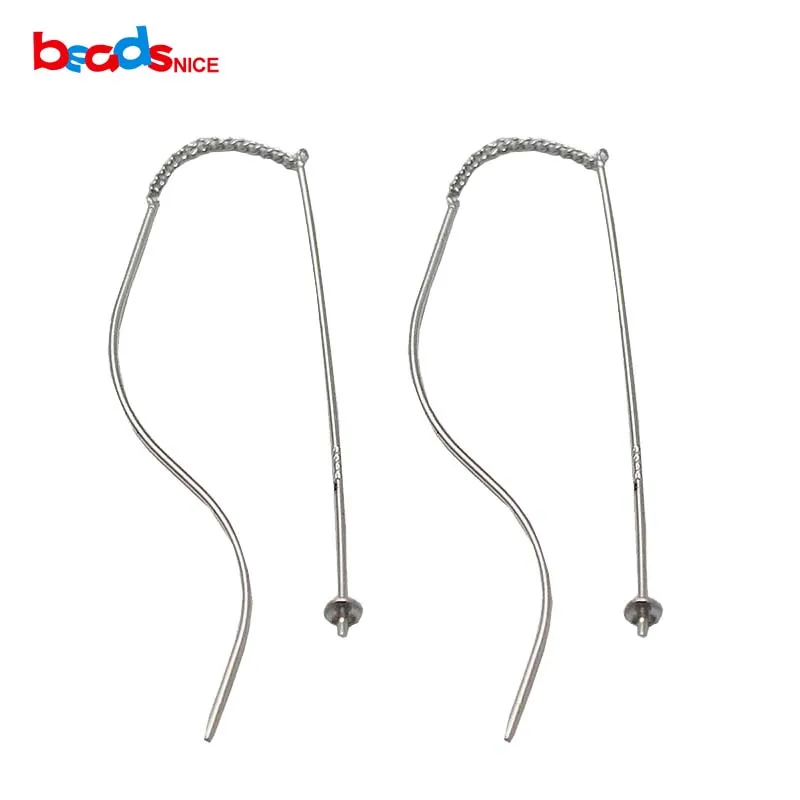 Beadsnice 925 Sterling Silver IrregularLong Chain Stud Earrings for Women Threader Earring Findings Wholesale ID37580