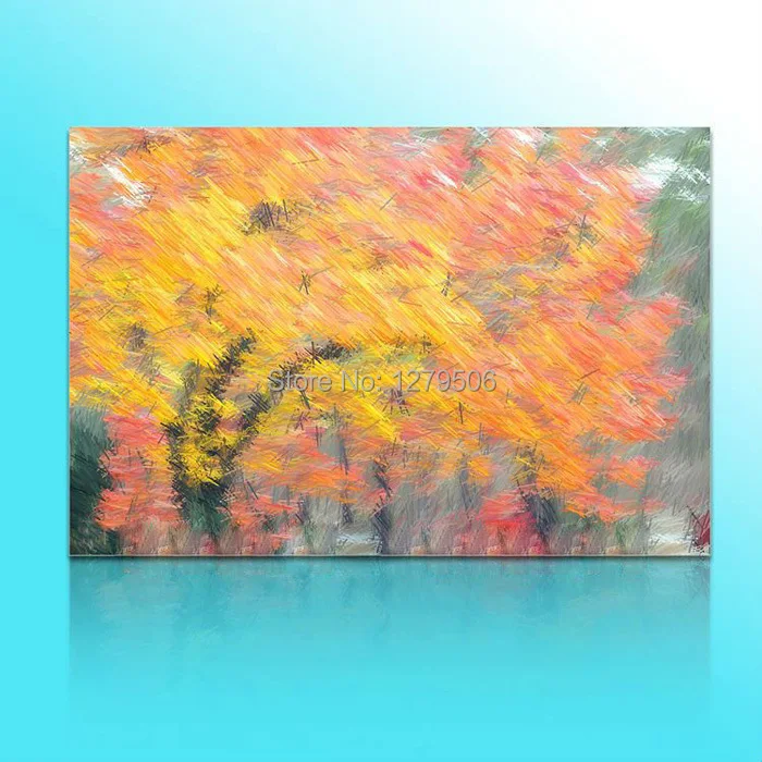 

Hand Home Decor Painted Modern Wall Paintings Abstract Leafy Tree Scenery Landscape Canvas Oil Painting For