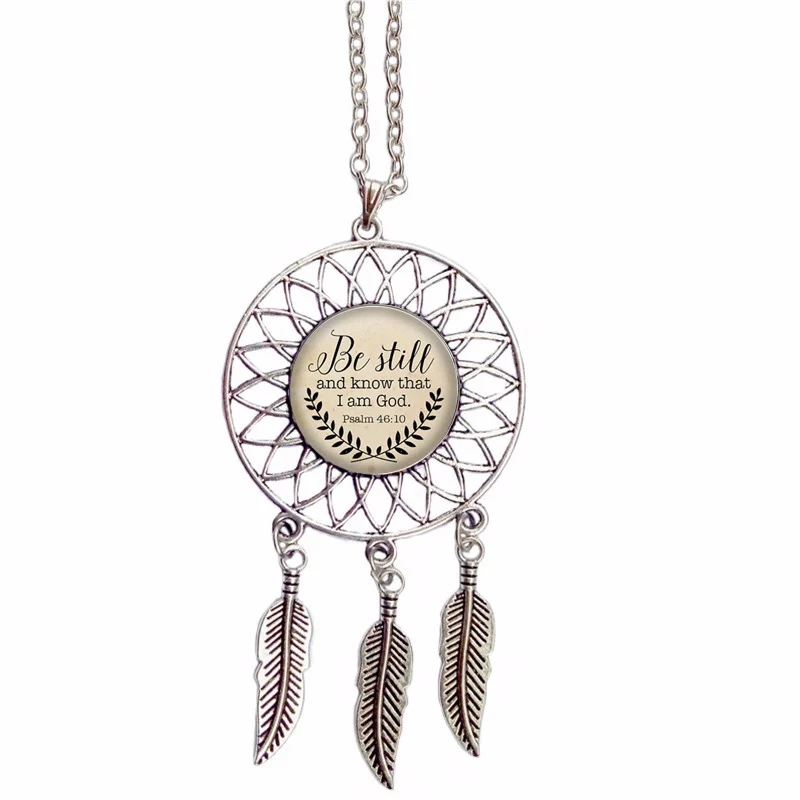 1 Units / lot necklace Jesus of the Silver Jewelry pendant Christian for God Nothing is Impossible Dream Catcher Pendant Jewelry