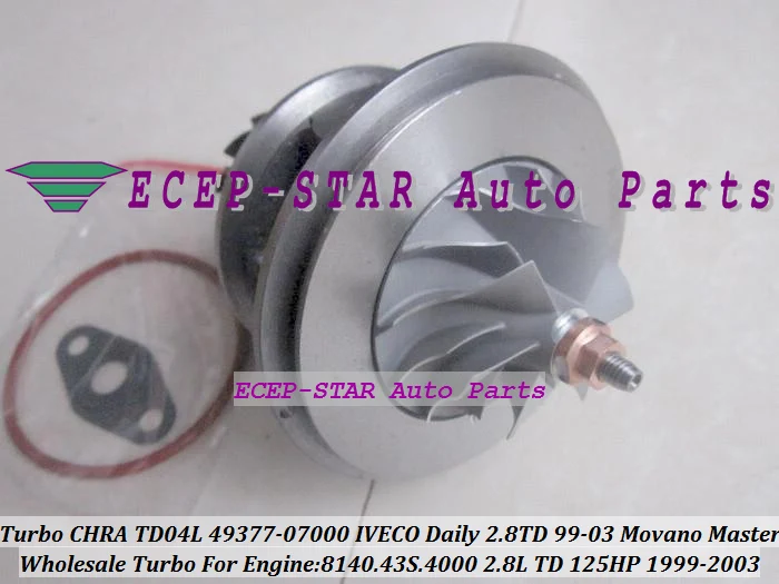 Free Ship Turbo Cartridge CHRA TD04L 49377-07000 53039880075 53039880034 For IVECO Daily 1999-2003 8140.43S.4000 2.8L TD 125HP