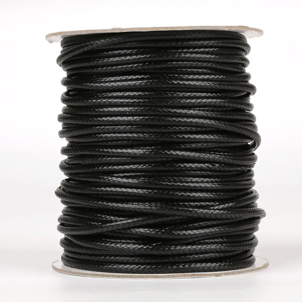Alta qualidade 2.5/3/3.5/4/5mm preto encerado redondo fio encerado corda cinta colar corda para fazer jóias