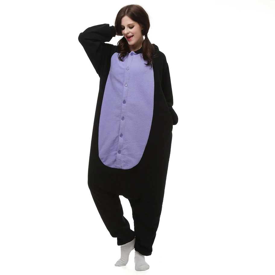 Adults Polar Fleece Kigurumi  Midnight Cat Cosplay Costume Cartoon Onesie Pajamas Halloween Carnival Party Jumpsuit