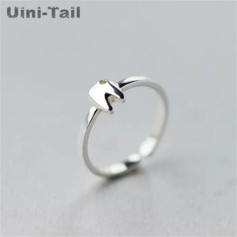 Uini-Tail hot new 925 Tibetan silver fashion personality micro-insert tooth opening ring Korean fashion tide flow high quality