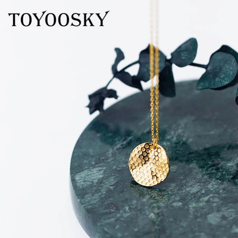 925 Sterling Silver Stereo Bee Hive Round Shape Gold Color Necklaces Pendant Choker OL Contracted Jewelry