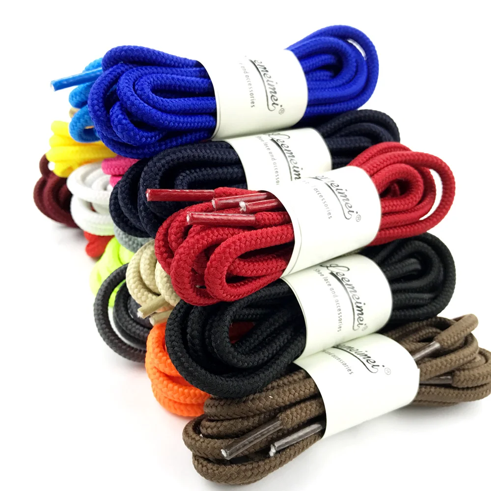 1Pair 20 Colors Top Quality Polyester Solid Classic Round Shoelaces Casual Sports Boots Lace 90cm 120cm 150cm