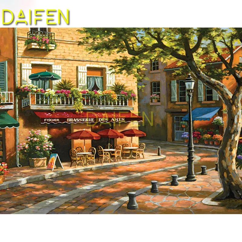 Full Square Diamond mosaic Street corner restaurant Cafe Full Round Diamond painting Cross stitch 5D DIY Diamond embroidery