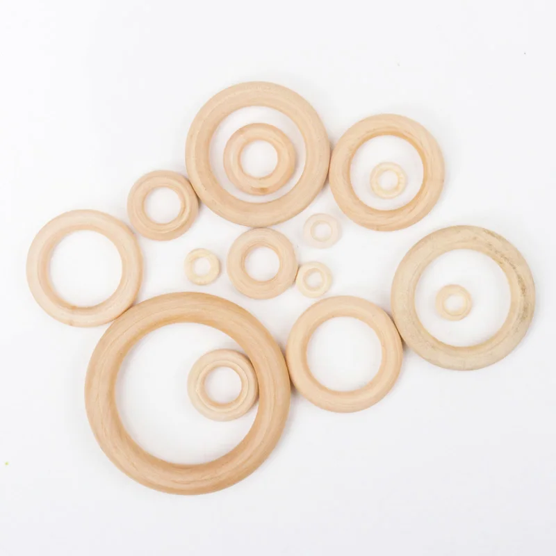 15 Size Circle Natural Wood DIY Crafts Embellishment For Wooden Ring Children Kids Teething Wooden Ornaments An Pick