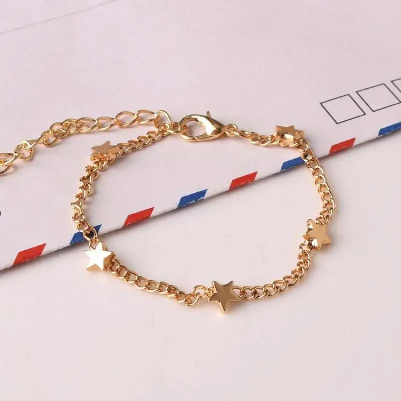 Korean Version Of The Small Fresh Lady Fashion Gold Five-pointed Star And Peach Heart Bracelet Women\'s Jewelry Wholesale