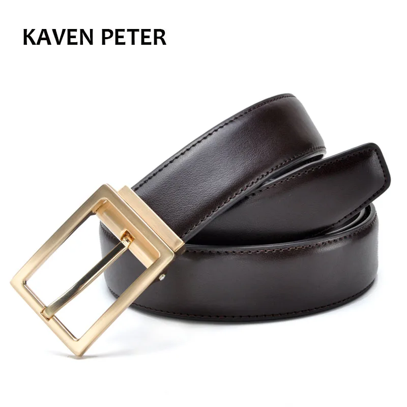 Männer Gürtel Gold Metall Echtem Leder Herren Luxus Strap Männlich Gürtel Formalen männer Hosen Gürtel Cintos Masculinos Ceinture Homme