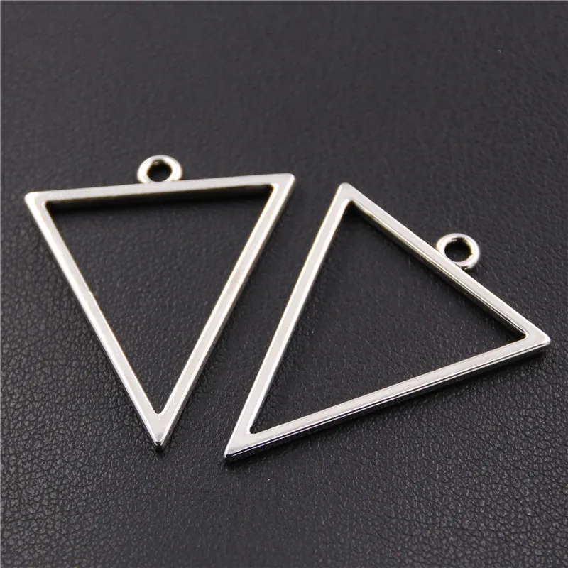 30PCS Alloy Jewelry Triangle Circle Stick Charms Hollow Blank Pendant Tray Bezel Charms DIY Handmade