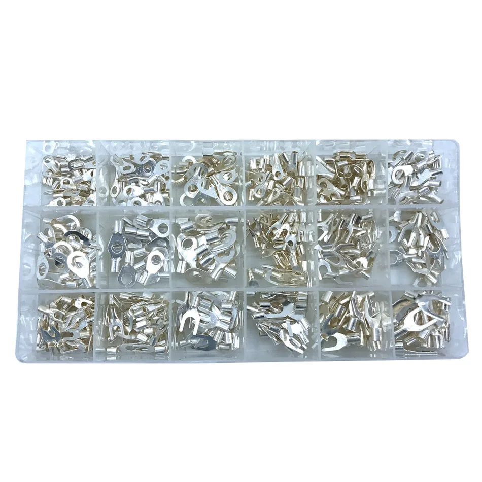 

Cold Pressed Non-Insulated Ring Terminal Fork U-type 420Pcs/Box 18 Type Assortment Kit Cable Wire Connector Crimp Block China