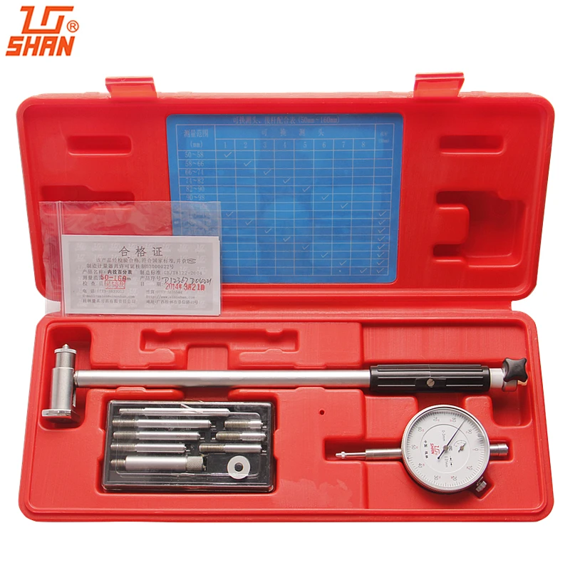 SHAN Dial Bore Gauge 50-160mm/0.01mm Metric Cylinder Internal Bore Measuring Gage Dial Indicator Measuring Tools