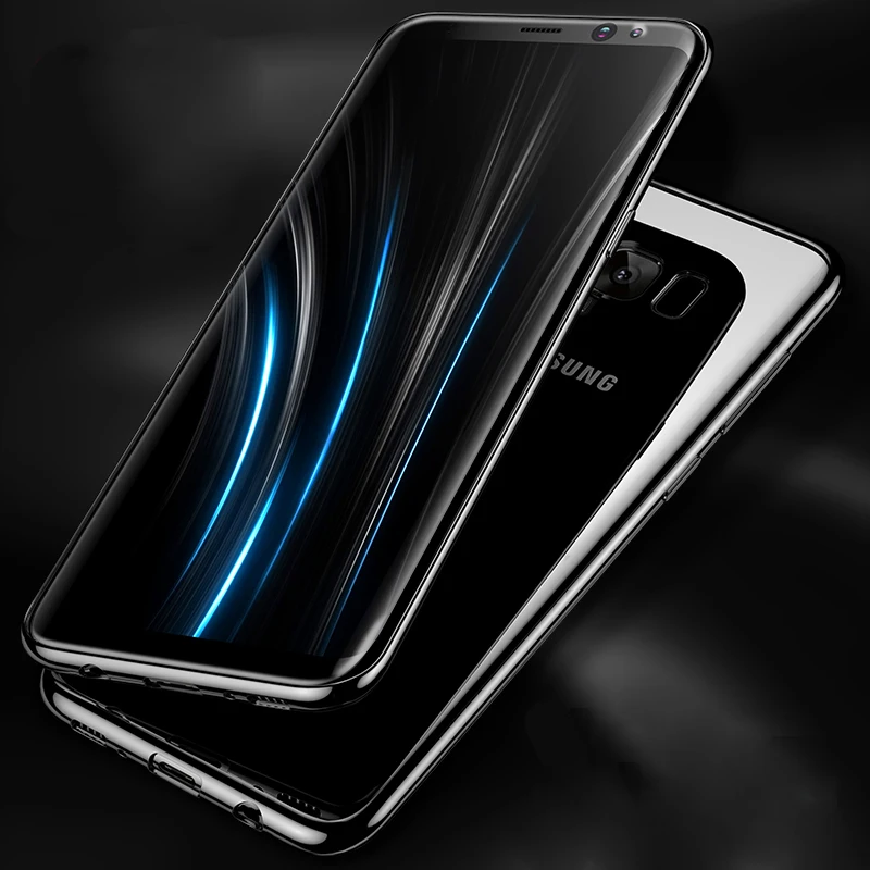 Clear Soft Silicone TPU Plated Phone Case For Samsung Galaxy S8 S9 S10 Plus 4G Ultra Thin Shockproof Back Plating Phone Cover