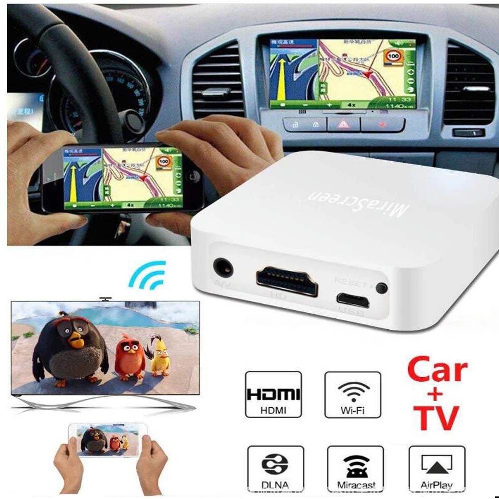 Mirascreen X7 Car Auto Media DLNA Miracast Airplay Screen Mirroring Dongle TV Stick Wireless HD AV Output Video Streamer Display