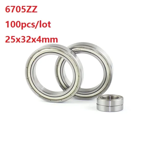 

100pcs/lot 6705ZZ 6705 ZZ 6705Z 25x32x4mm Thin Wall Double metal cover Deep Groove Ball Bearing 25*32*4mm