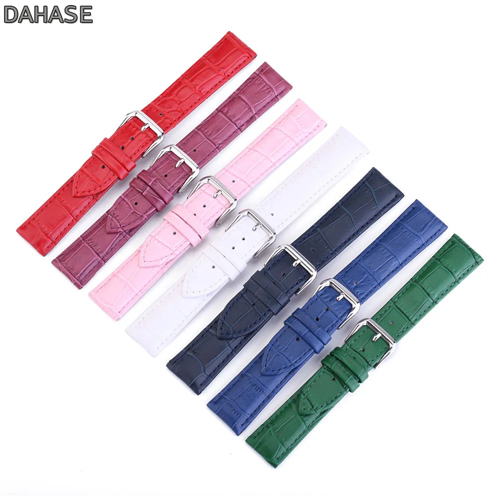 Crocodile Pattern Genuine Leather Strap Watch Band Watchband 12 13 14 15 16 17 18 19 20 22 24 mm Watch Strap Cow Leather Band