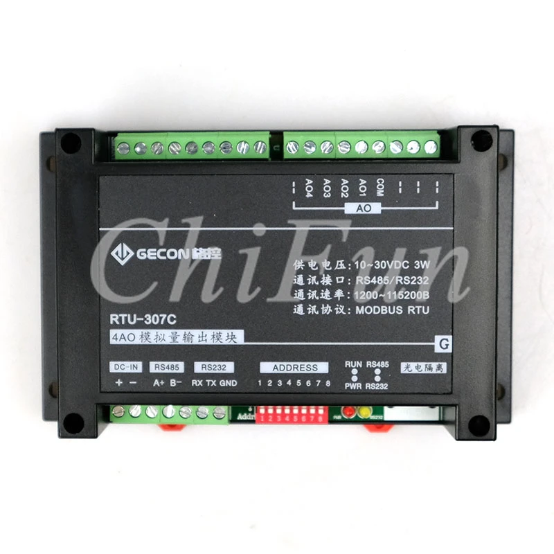 

RTU-307C 0-20MA/4-20MA/0-5V/0-10V 4AO analog output adjustment module RS485 MODBUS