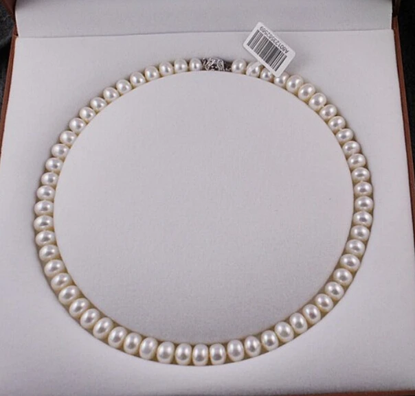 

noble women gift Jewelry Clasp 17INCH 9.5-10MM AAA Natural Freshwater Pearl Choker Classic Knotted Pearl Necklace