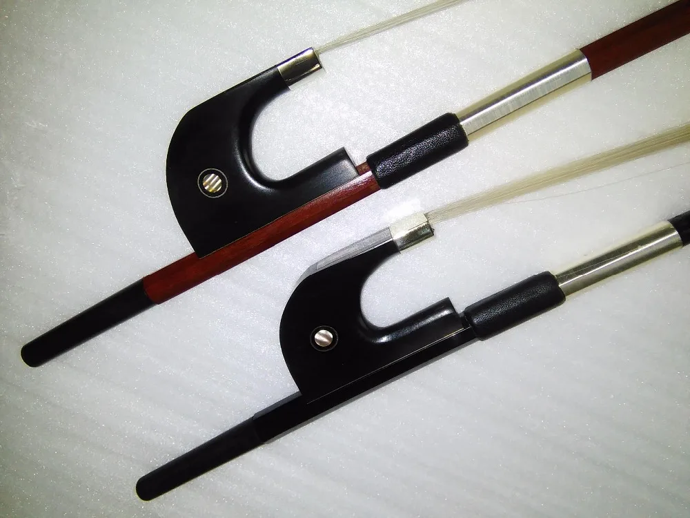 

2 PCs German Style Double bass bow 4/4 Colored Shell Eye including 1 PC Octagonal Brazil Wood bow &1 PC Black Carbon Bass bow