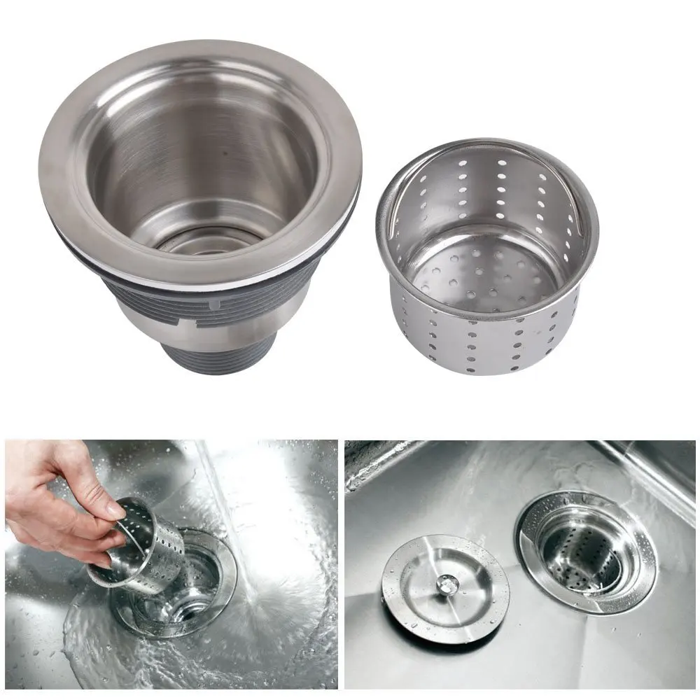 

Kitchen Sink Drain, Stopper (3-1/2-Inch) with Basket Strainer and Cover Lid Rustfree stainless steel Sink accessories