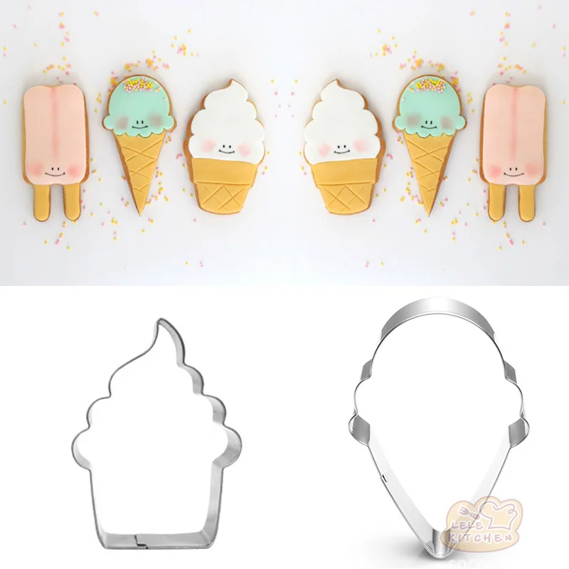 

2pcs patisserie reposteria Ice Cream Cookie Cutter Metal Mold Fondant Cake Decor Tools Biscuit Mould Kitchen Baking Pastry Shop