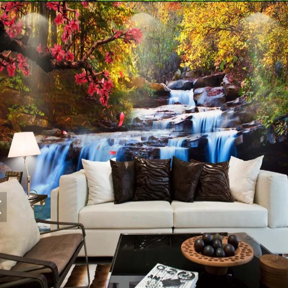 

3D 5D 8D Mural Large Size Photo Wall Paper Waterfall Nature Landscape for Living Room TV Backdrop Wallpaper Painting Custom