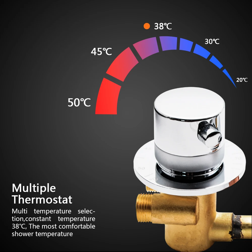 Robinet mitigeur thermostatique de douche, en laiton, avec inverseur, à sortie d\'eau par 2/3/4/5 voies, pour cabine de douche