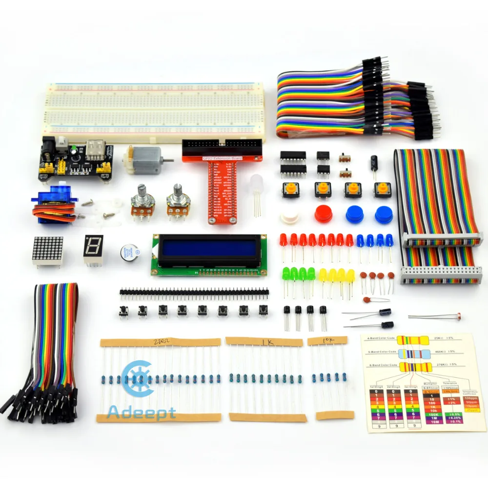 Adeept Super Starter Kit for Raspberry Pi 3 2 Model B/B+ Python LCD1602 Servo DIY Kit (Raspberry Pi Board Not Included)