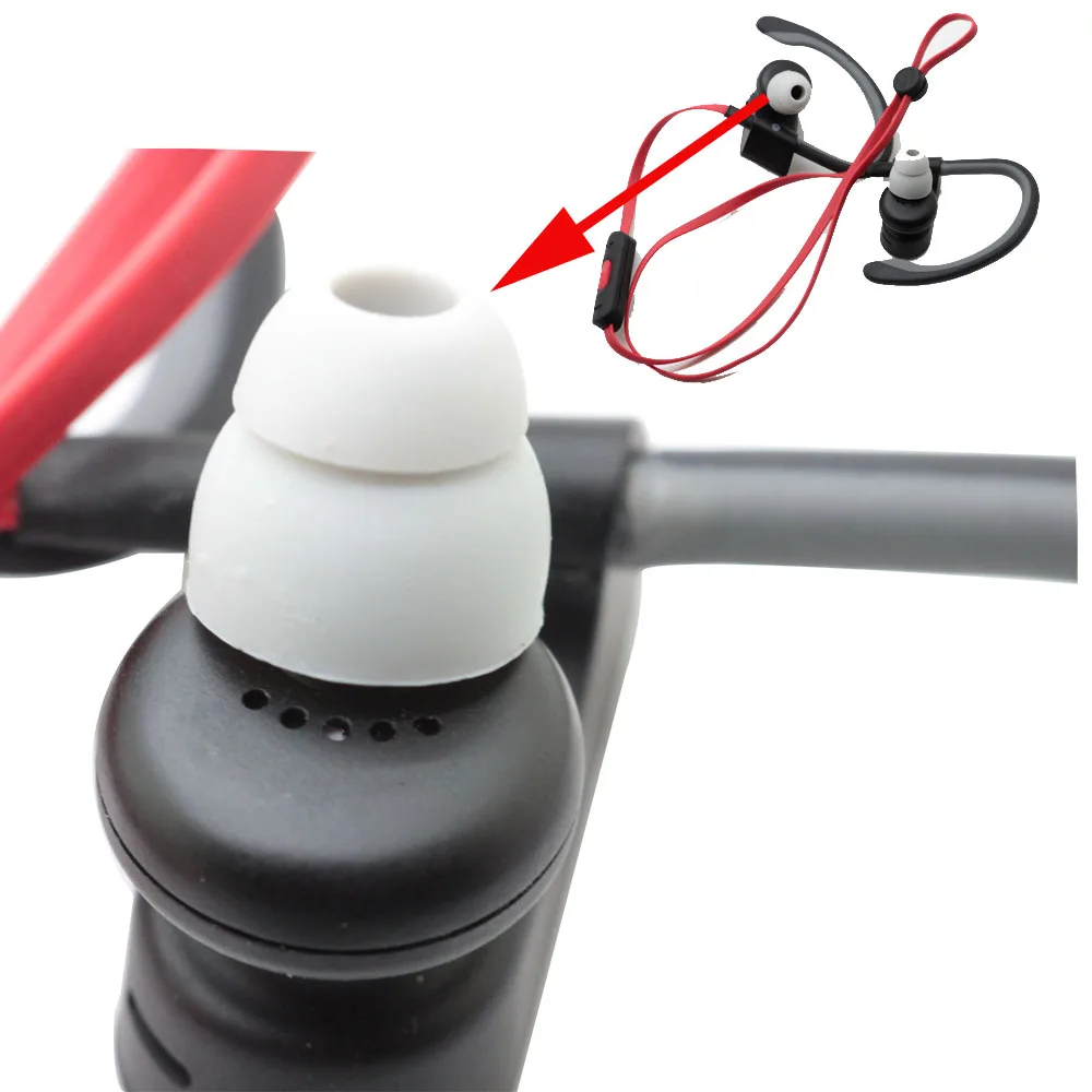 POYATU Double Flange Ear tips Tips For Powerbeats 2 Powerbeats3 Wireless Headphones Replacement Silicone Ear tips Ear Buds Grey