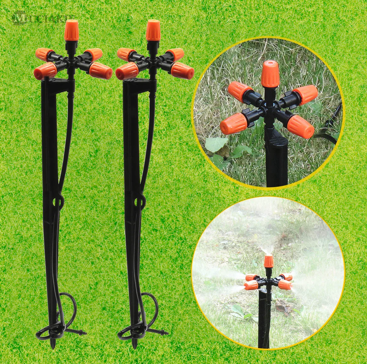 

MUCIAKIE 10 SETS 5-Nozzle Misting Sprinklers Micro Sprayers on 45cm Stake Garden Greenhose Yard Irrigation System w/ 4/7mm Hose