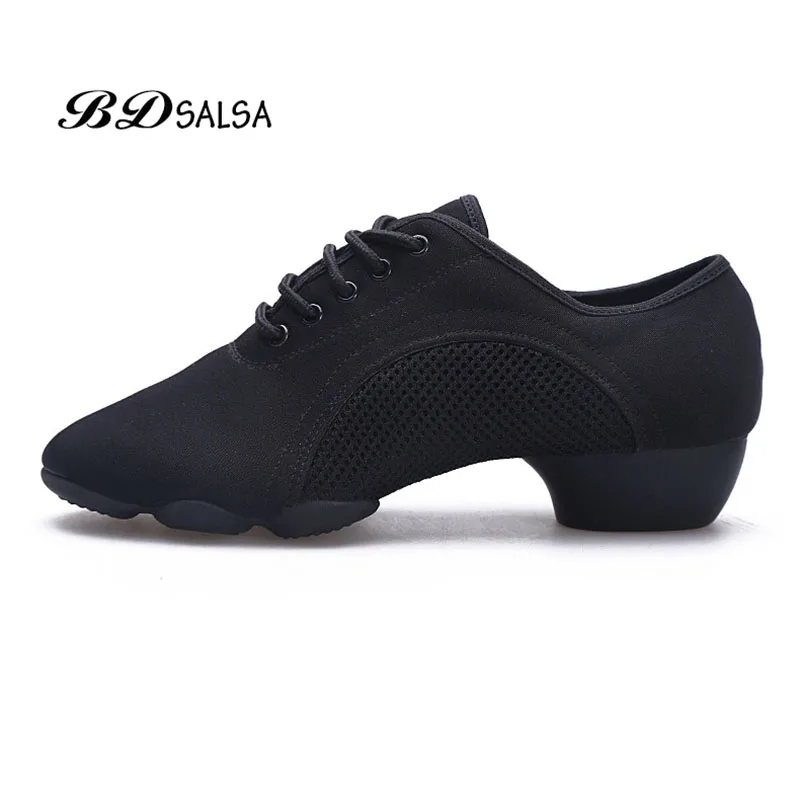 Latin Dance Shoes Oxford Cloth Square  Latin Shoes Two Soft Anti-slip Low-end Ballroom Shoe BDSALSA BDJW-1 Authentic Heel 3 cm