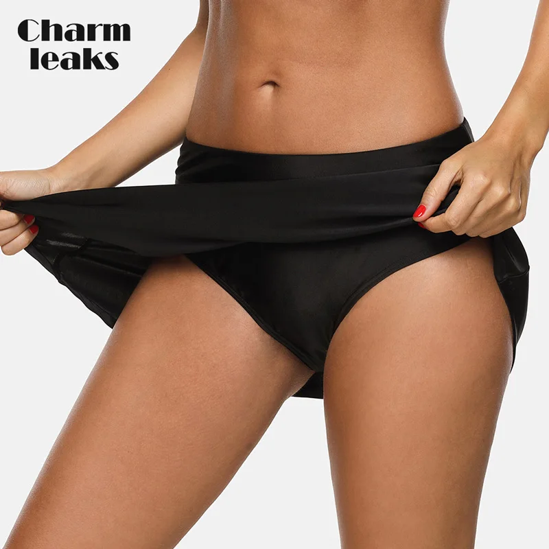 

Charmleaks Women Bikini Bottom Swim Skirt Build-in Brief Swim Trunks Solid Swimwear Briefs Swimming Bottom Tankini Bottoms